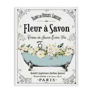 Stupell Industries Vintage Parisian Bathroom Advertisement Floral Blue Tub Canvas Art - 1 of 4