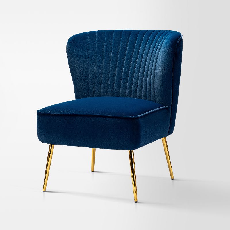 Quentin Velvet Accent Side Chair with Golden Metal Base | Karat Home, 1 of 17
