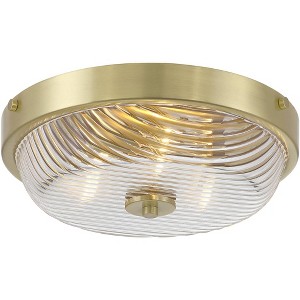 Regency Hill Carmine 12" Modern Flush-Mount Ceiling Light Fixture Kitchen Foyer Hallway Bowl Round Clear Brass Finish Glass Bedroom Bathroom - 1 of 4