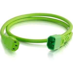 C2G 1ft 14AWG Power Cord (IEC320C14 to IEC320C13) - Green - For PDU, Switch, Server - 250 V AC / 15 A - 1 of 2