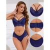 INSPIRE CHIC Women's Cross Straps Bralette and Panty Mesh Floral Lace Bra and Underwear Sets 3 Pcs - 3 of 4