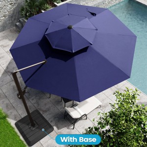 Crestlive Products 11.5FT Round Double Top Patio Offset Cantilever Umbrella With Base Set UV30+ Outdoor 360 Degree Rotation 7 Heights Adjustable - 1 of 4