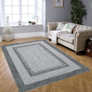 Modern Washable Area Rug, Non Slip Indoor Print Mat For Living Room Bedroom Dining Room Kitchen Enterway, Low Pile Stain Resistant Foldable Carpet - 1 of 4