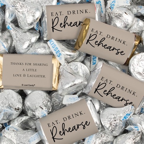 116 Pcs Rehearsal Dinner Wedding Candy Favors Hershey's Miniatures & Kisses  by Just Candy (1.5 lbs) - Taupe