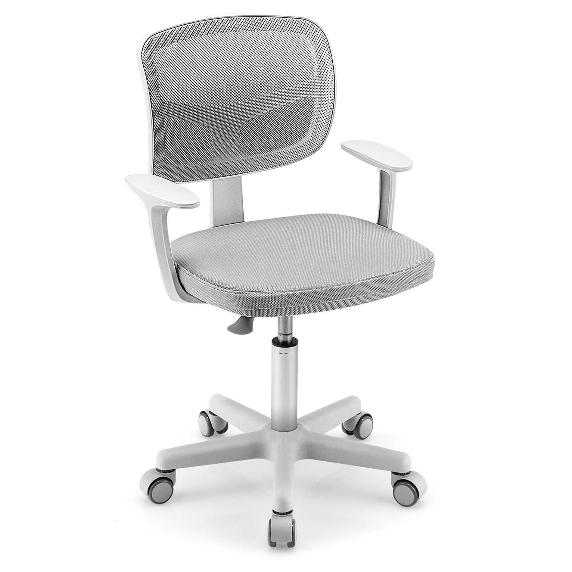 Costway Kids Desk Chair Study Computer Chair with Adjustable Height, Lumbar Support Grey
