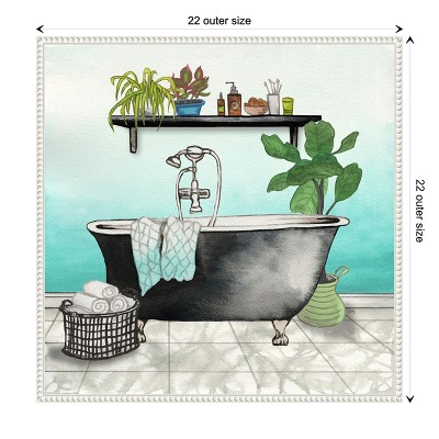 Botanical Bath Black and White Canvas Framed Wall Art
