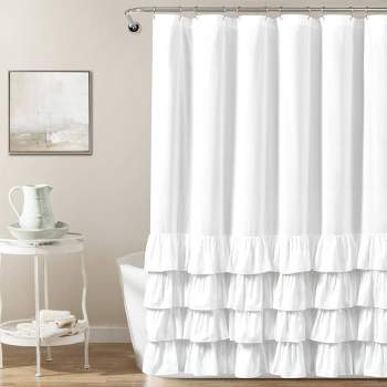 72"x72" Allison Ruffle Shower Curtain White - Lush Décor