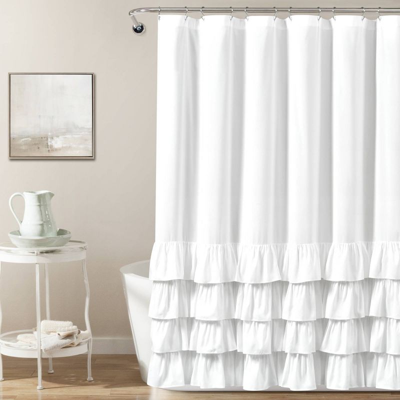 72&#34;x72&#34; Allison Ruffle Shower Curtain White - Lush D&#233;cor, 1 of 6