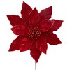 Northlight 20" Red Glittered Velvet Poinsettia Christmas Stem Spray - 3 of 4