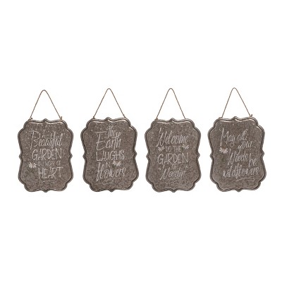 Transpac Metal Garden Quote Decor Set of 4 Spring Home Decorations