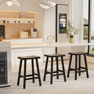 FURNIinspire Counter And Bar Stools Bar Stool Without Back And Armrests, Metal Frame Industrial Style Bar Stool, Black, 15.91"*13.23"*24.02" - 1 of 4