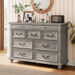 Garvee Farmhouse 9 Drawers Dresser for Bedroom, 47" Wide Wood Chest of 9 Drawers with Metal Handles, Large Storage Dressers Organizer - 1 of 4