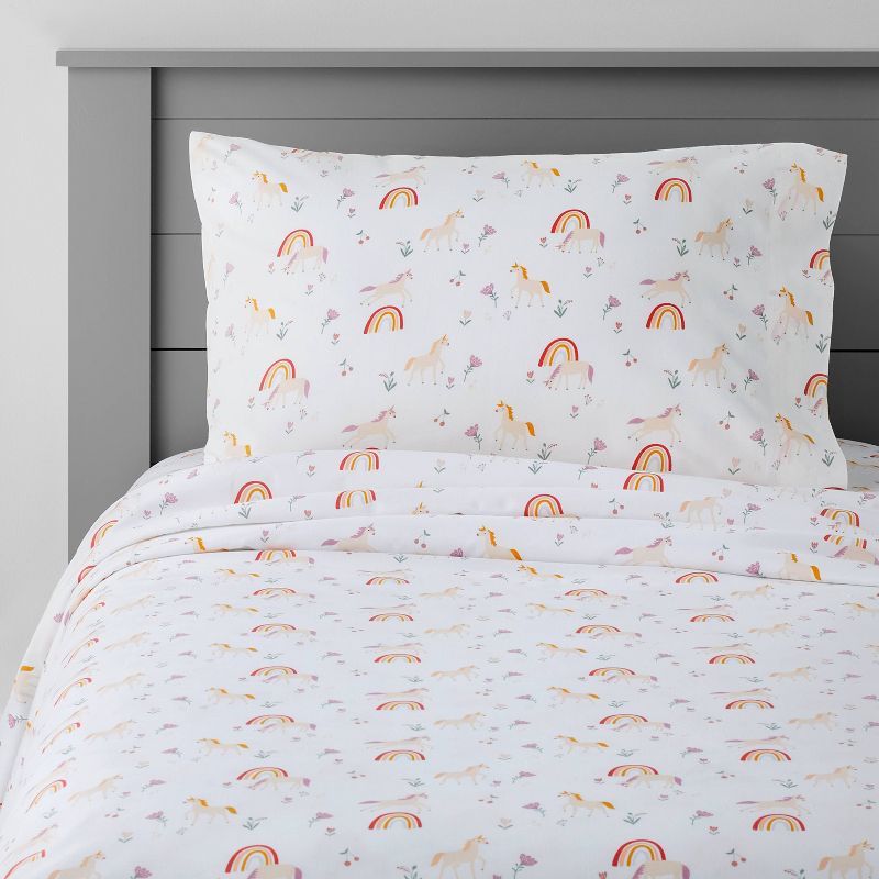 Unicorn Cotton Kids' Sheet Set - Pillowfort™, 1 of 9