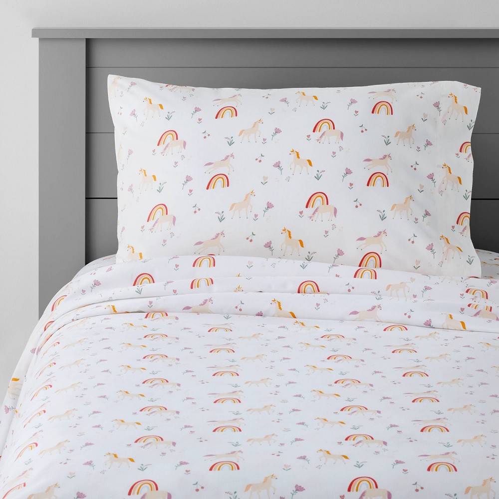 Photos - Bed Linen Full Unicorn Cotton Kids' Sheet Set - Pillowfort™