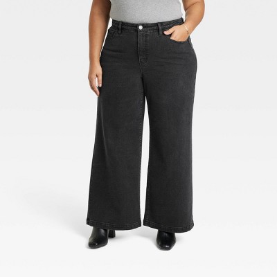 Women's High-Rise Wide Leg Cargo Pants - Ava & Viv™ Black 16