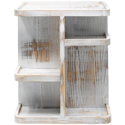 Gray Wood 8 Compartment Makeup Organizer with Swivel Base