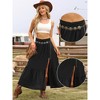 INSPIRE CHIC Women's Pleated Summer Casual High Waist Side Slit A Line Maxi Tiered Skirt - 2 of 4