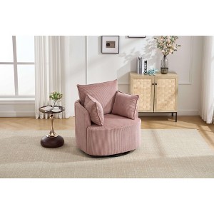 APRILSOUL 360° Swivel Accent Chair, Solid Wood Frame, Sleek Curved Backrest, Modern Barrel Design - 1 of 4