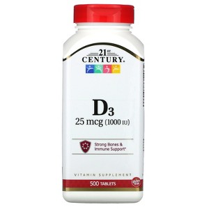 21st Century Vitamin D3, 25 mcg (1,000 IU), 500 Tablets - 1 of 2