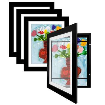 Americanflat Kids Art Frame 10x12.5 inches with 8.5x11 inches Mat - Composite Wood And Glass (4 Pack)