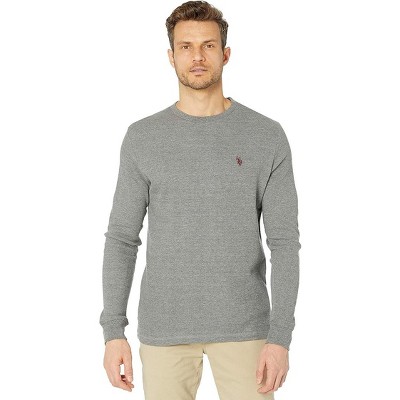 U.S. Polo Assn. Men's Long Sleeve Crew Neck Solid Thermal Shirt, Engine  Red, Large 