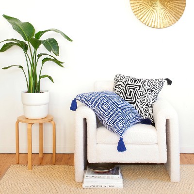 Rochelle Porter Black and White Cotton Accent Pillow with Tassels