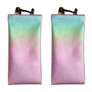 Unique Bargains Travel PU Leather Soft Squeeze Top Sunglass Pouch Organizer 2 Pcs - 1 of 4