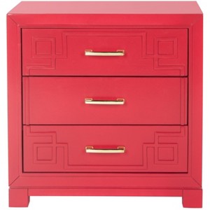 Raina 3 Drawer Greek Key Nightstand - FOX6278 - Safavieh Couture - 1 of 4