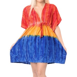 LA LEELA Women's Summer Short Flowy Swimsuit Cover ups Tops X-Large-XX-Large Multicolored, Tie Dye Design - 1 of 4