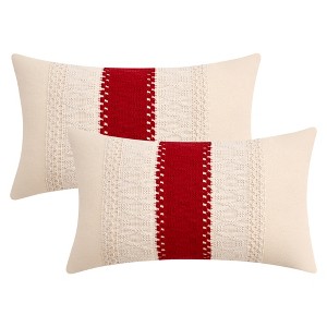 REGALWOVEN Sofa Living Room Boho Farmhouse Decor Geometry Weave Throw Pillow Covers 2 Pcs - 1 of 4