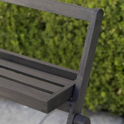 Set of 2 Dark Gray Acacia Wood Foldable Plant Stands