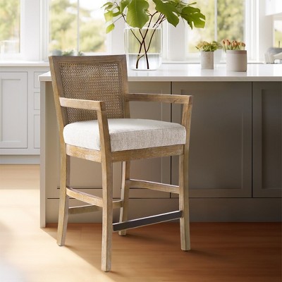 NicBex Rattan Dining Chairs Upholstered Chair Cane Back Counter Stool Suitable for Dining Room, Cream, Natural