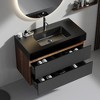 FAMYYT 36 in. Single Sink Floating Walnut Bath Vanity with Black Engineered Quartz Composite Top, Double U-Shape Drawers - 2 of 4