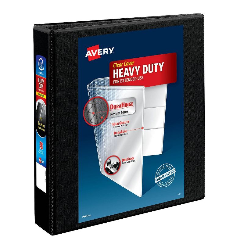 Avery 375 Sheet 1.5&#34; Heavy Duty Nonstick View Ring Binder Black, 1 of 5