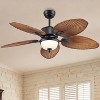 50 Inch Tropical Ceiling Fan with Light and Remote Glass Light Cover Palm Leaf Blades - 2 of 4