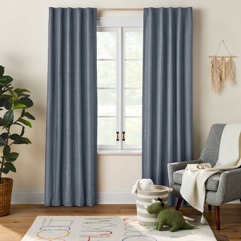 Dark Blue Velcro Window Curtain Panel