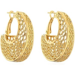 14K Gold Plated Chunky Dangle Hoop Earrings for Women | Medium Thick Huggie Statement Jewelry - 1 of 4