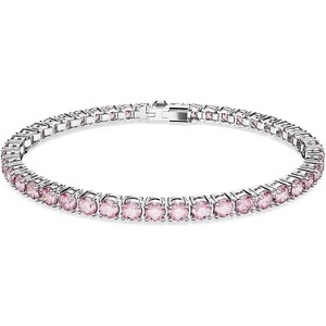 Matrix Crystal Tennis Bracelet, Round Cut Stones in Pink, Blue, Black, Clear with Multiple Metal Finishes - 1 of 4