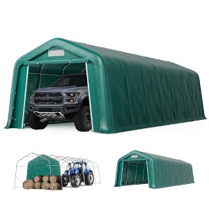 Captiva Designs 11 ft. x 24 ft. x 8.4 ft. Heavy-Duty Portable Garage & Agricultural Shed with Galvanized Frame, Removable Doors and Walls - 1 of 4