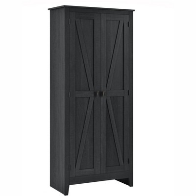 Black Oak Farmhouse Adjustable Shelving Storage Cabinet