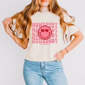 Simply Sage Market S.W.Smiley Homebody Stacked Smiley Face Boxy Crop Top - 1 of 4