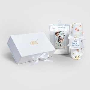 Baby Gift Set, Crib Sheet & Swaddle Newborn Gift Box, Woodland Theme - 1 of 4