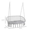 Syemin Patio Swings Chair Macrame Swing with Soft Cushion, Hanging Cotton Rope Chair for Indoor Outdoor Home Patio Backyard, Gray, 51.25"*29.5"*15.75" - 3 of 4