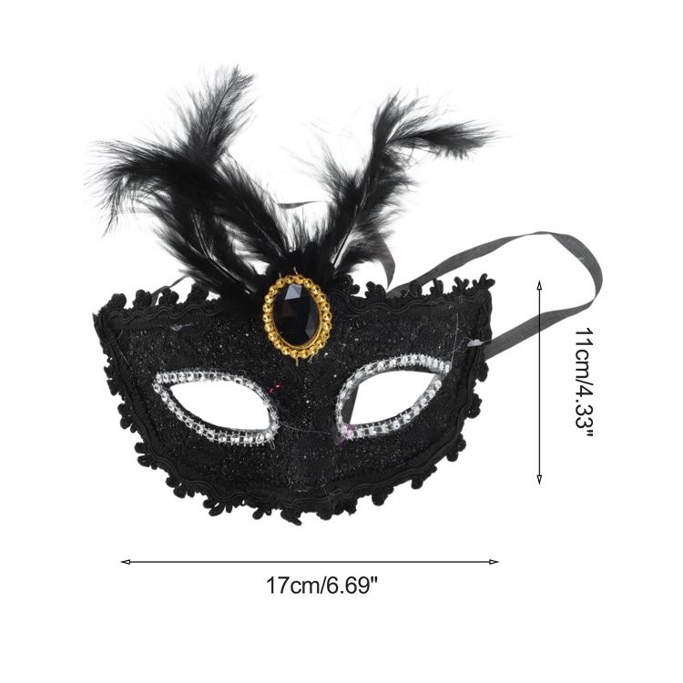 Unique Bargains Halloween Christmas Dragon Pattern Feather Half Face ...