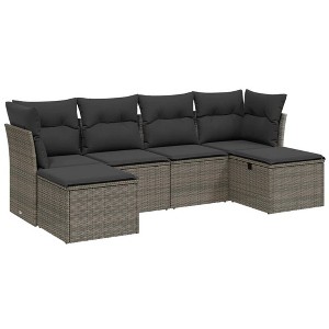 vidaXL Garden Sofa Set Grey Poly Rattan Large Modular Garden Sofa Set - 1 of 4