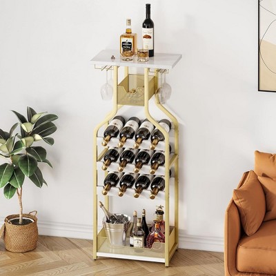 Whizmax Metal Wine Rack Wine Bottle Holders Stands Freestanding Floor,Wine Storage Organizer Display Rack for Bar Kitchen Dining Living Room