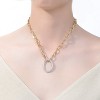Guili Sterling Silver 14k Gold Plated Rectangle-Shaped Chain Pendant with Round Brilliant Cubic Zirconia Gemstones, Classic and Stylish - 3 of 3