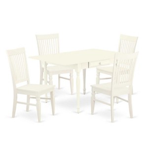 5-Piece Linen White Finish Solid Wood Top - Dining Room Set (Seats-4) - 1 of 4