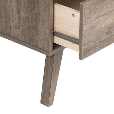 Drifted Gray Mid-Century Modern 2-Drawer Nightstand
