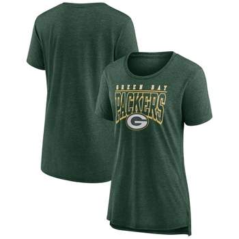 NFL Green Bay Packers Women's Champ Caliber Heather Short Sleeve Scoop Neck Triblend T-Shirt